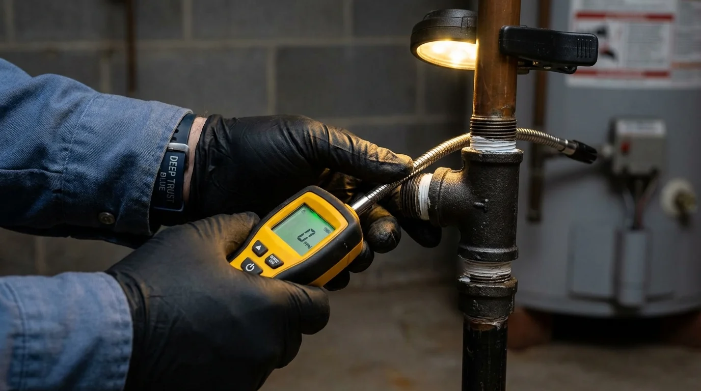 Gas leak detection with electronic sniffer by Johns Plumbing LLC in Pleasant Ridge
